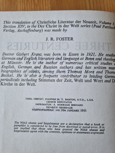 Three Centuries Of  Christian  Literature  By Gisbert Kranz. Hardback.  In Good Condition.
