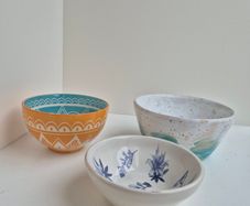Set of 3 Patterned Ceramic Bowls