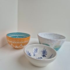 Set of 3 Patterned Ceramic Bowls