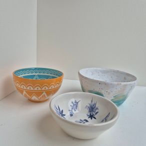 Set of 3 Patterned Ceramic Bowls