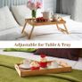 Brand New KKTONER Bed Tray Serving Tray Breakfast Tray Bamboo with Folding Feet Bedside Table Image 6