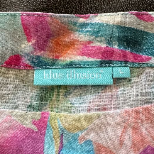 Blue Illusion French Linen Blouse L