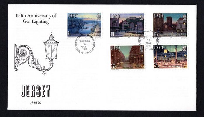1981 Jersey The 150th Anniversary of Jersey by Gaslight Commemorative Stamps First Day Cover (FDC)