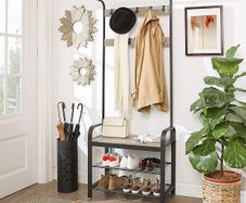 New Vintage Coat Rack + Stand (Greige) - FREE P&P