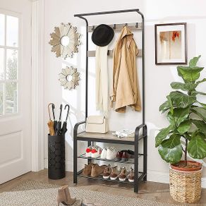 New Vintage Coat Rack + Stand (Greige) - FREE P&P