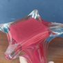 Fabulous Vintage Retro Mid-Century-Modern Art Glass Hand-Blown Very Tall Cased Red Stem Vase with a Clear Glass Four-Lobed Elephant Foot, and Opaque White Interior, circa 1960, Most Likely Murano or Japanese Image 6