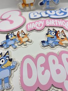 Bluey Themed cake topper charm set