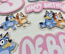 Bluey Themed cake topper charm set