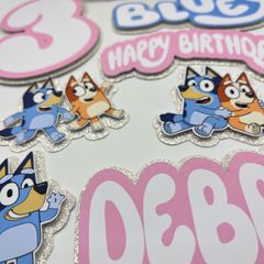 Bluey Themed cake topper charm set