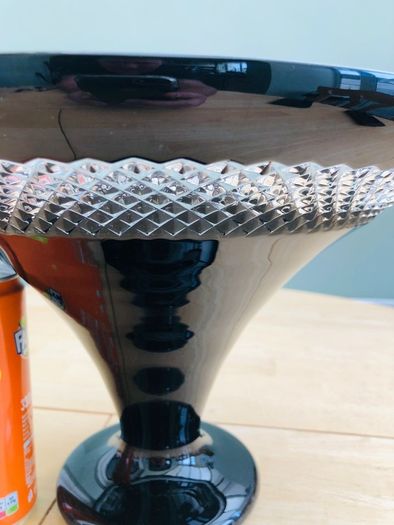 John Rocha Waterford Crystal Black Cut Large Trumpet Bowl Centre Piece