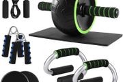 Ab Roller Wheel Workout Set with Knee Pad, Push Up Bars Abdominal Training Machine or Lose Weight, Exercise Abdominal Muscles at Gym Home