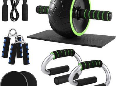 Ab Roller Wheel Workout Set with Knee Pad, Push Up Bars Abdominal Training Machine or Lose Weight, Exercise Abdominal Muscles at Gym Home