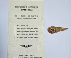 AER LINGUS timetable and hat badge 1950's