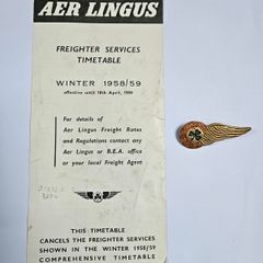 AER LINGUS timetable and hat badge 1950's