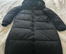 Zara Black Extra Long Puffer Jacket UK Small