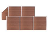 WPC Fence Set 5 Square + 1 Slanted 965x186 cm Brown