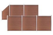 WPC Fence Set 5 Square + 1 Slanted 965x186 cm Brown