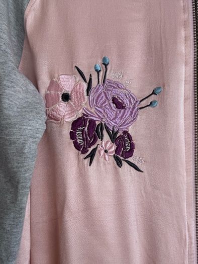 YD Girls Pink & Grey Embroidered Zip-Up Cardigan/Jacket - 12/13 Years