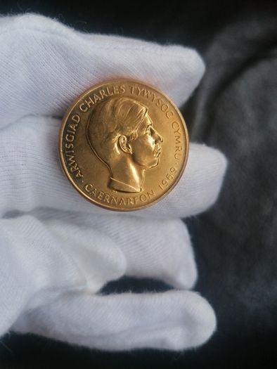 1969 Charles Prince Of Wales Gold Plated Medallion