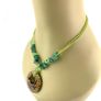 Vintage Green Aventurine Necklace with Murano glass pendant Image 3