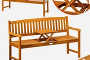 Garden Bench 3 Seater Weatherproof, with picnic table, eucalyptus wood