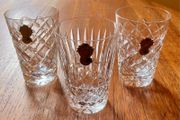 Three Pristine Vintage Waterford Crystal Tumblers, Two Adare 5oz, One Tramore 5oz.