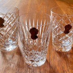 Three Pristine Vintage Waterford Crystal Tumblers, Two Adare 5oz, One Tramore 5oz.