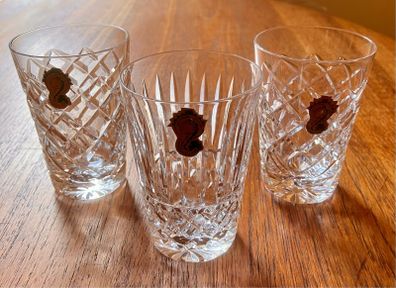 Three Pristine Vintage Waterford Crystal Tumblers, Two Adare 5oz, One Tramore 5oz.
