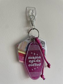 pink glitter keychain