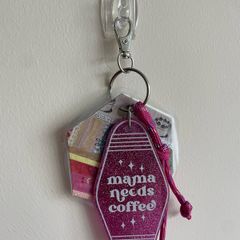 pink glitter keychain