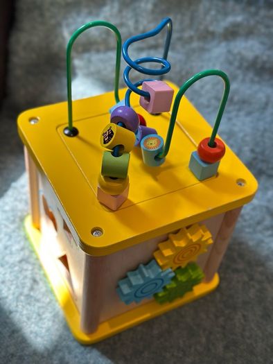 baby wooden shape sorter and activity cube