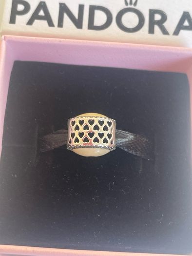 Pandora Two Tone Precious Heart Charm with 14k Gold Hearts
