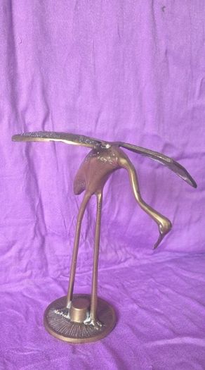 Vintage brass crane ornament