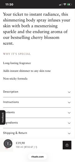 New RITUALS The Ritual of Sakura Shimmering Body Spray and Hair and Body Mist