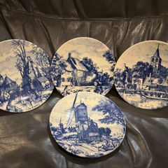 DELFT BLAU HEMPKEFA four seasons vintage set 4 wall plates
