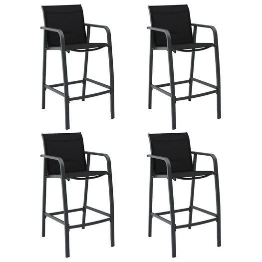 Garden Bar Chairs 4 pcs Grey Textilene