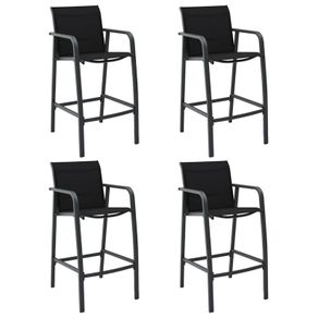 Garden Bar Chairs 4 pcs Grey Textilene