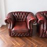 Chesterfield suite Oxblood 3 Seater Sofa and 2x Armchairs Beautiful Patina Image 2