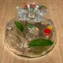 Footed Glass Fruit Bowl with Painted Red & Yellow Tulips Image 5