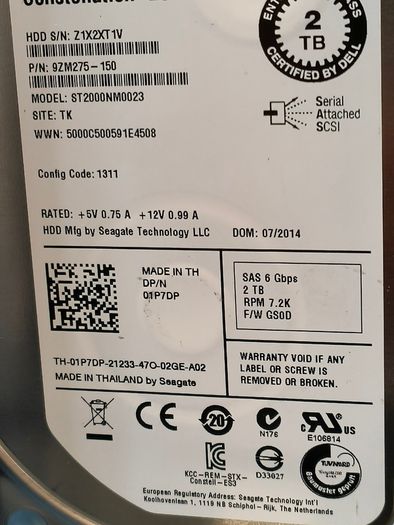 Dell 2TB SAS 6Gbps 3.5" HDD Enterprise Tested Grade A