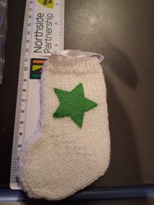 handmade knitted sock decorations