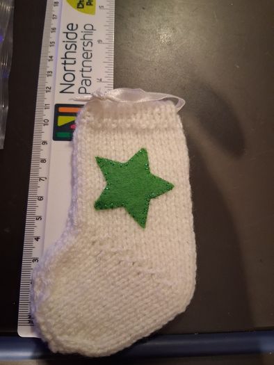 handmade knitted sock decorations