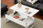 BRAND NEW Coffee Table With Storage Shelf lLift-Up sidetable Desk Metal Leg Laptop Table Study Desk Livingroom Furniture White