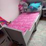 SUNDVIK Ext bed frame with slatted bed base, grey, 80x200 cm Image 3
