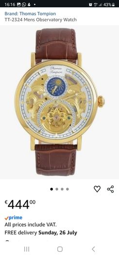men watch Thomas tompion automatic