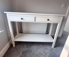 IKEA White Console Table with 2 Drawers & Lower Shelf
