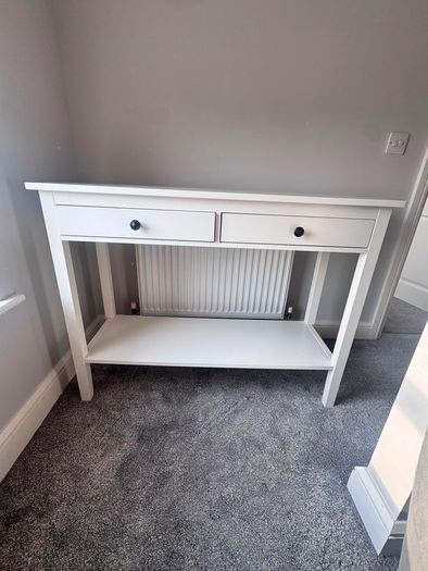 IKEA White Console Table with 2 Drawers & Lower Shelf
