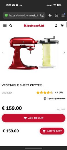 5KSMSCA KitchenAid Vegetable sheet accessory