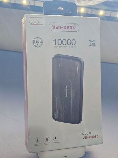 Power Bank Latest Ven dens VD-PB036 10000mAh 2A Fast charging high quality portable lightweight design In Black Colour.