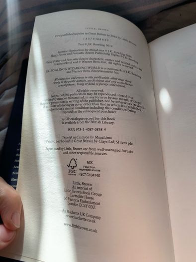 Hardback: Fantastic beasts and where to find them Playwrite